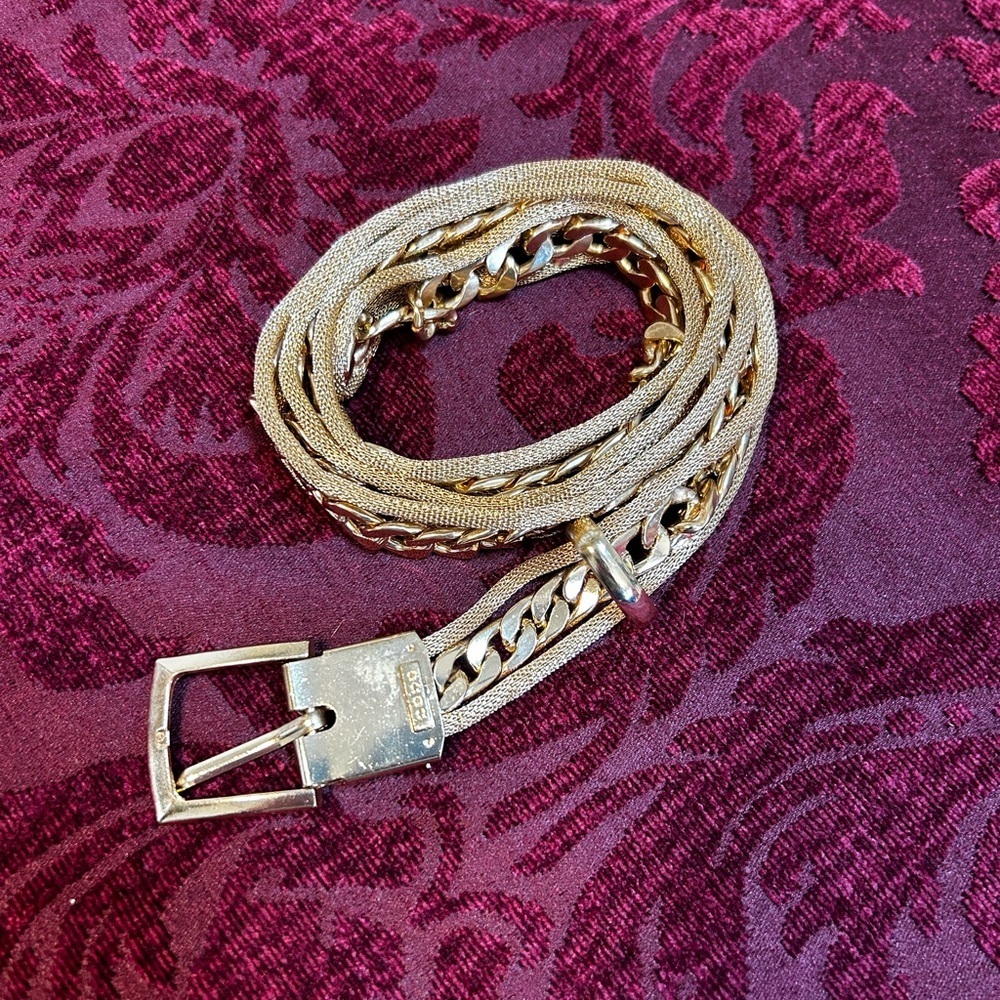 Vintage 90s BEBE  Gold Braided Chain Belt Size Small to XXL